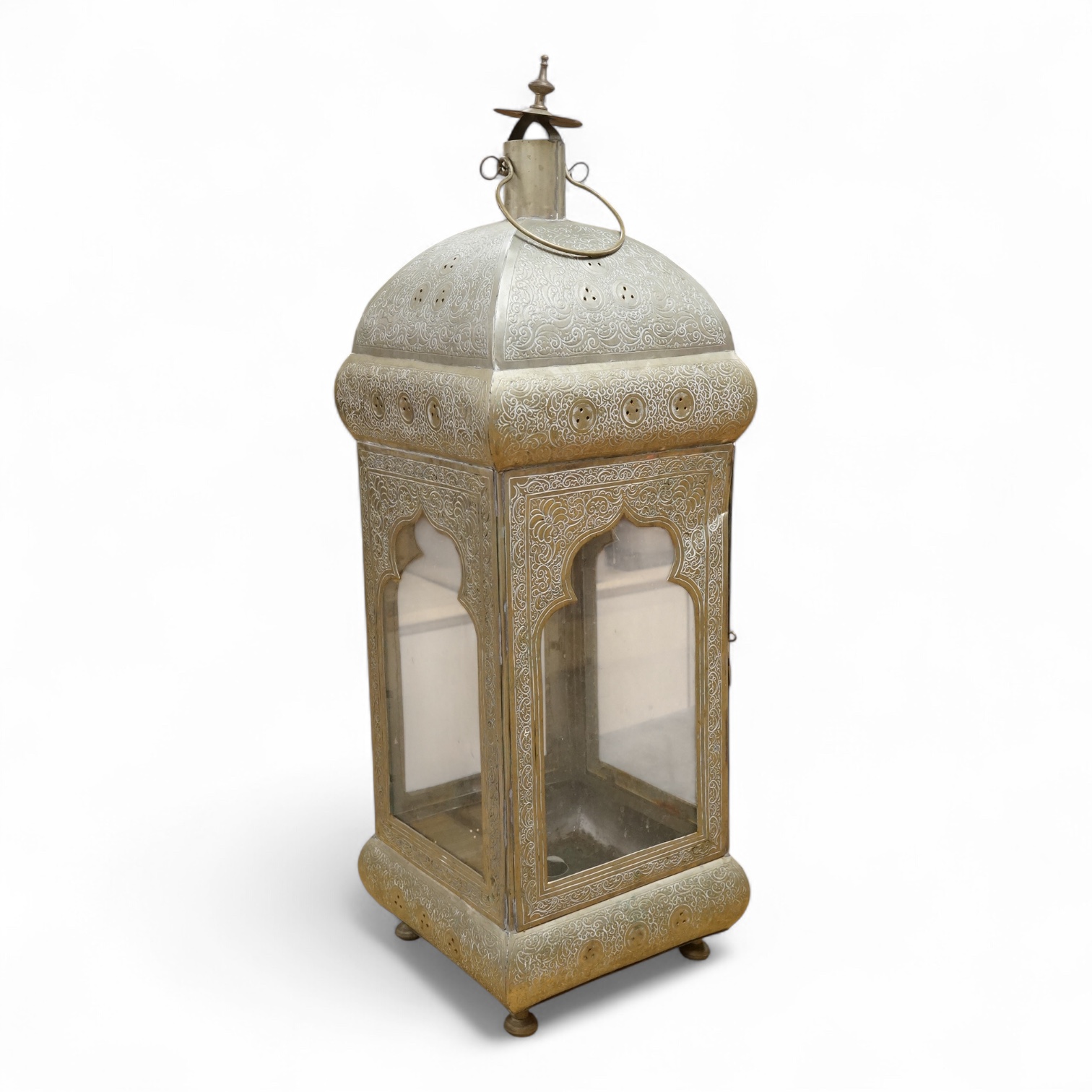 A Moroccan metal hall lantern, 87cm